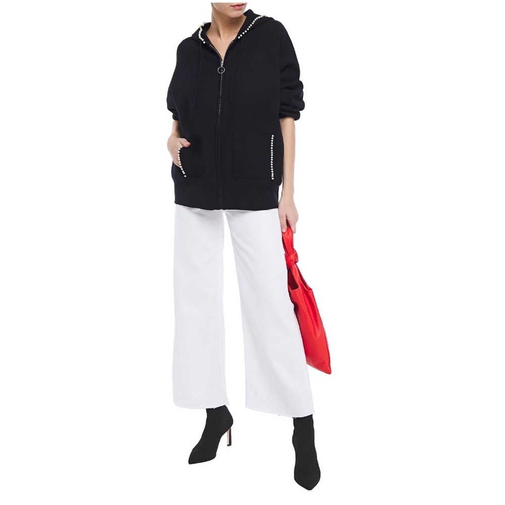 SANDRO Owell Frayed High Rise Wide Leg White Jeans - Women’s Size 8 - NEW
